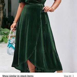 Elegant Green Velvet Wrap Dress